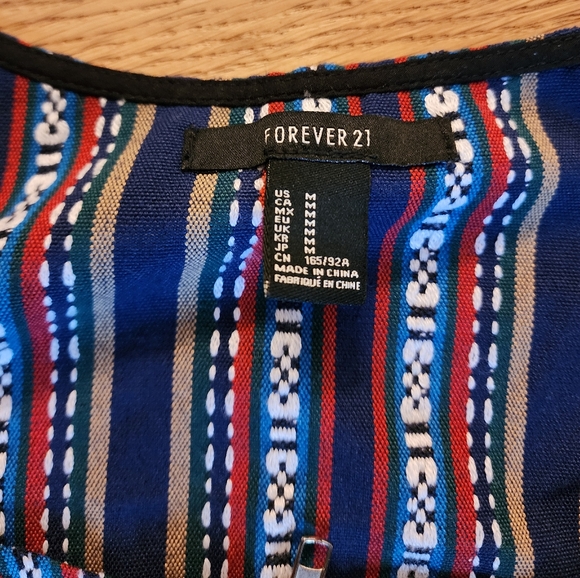 Striped Blue and Red Women's Top - Picture 2 of 3